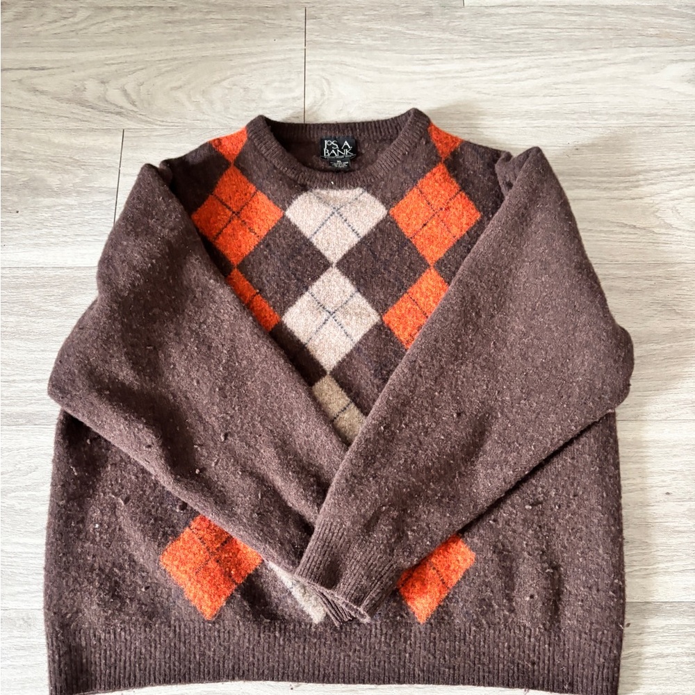 Jos. A. Bank Brown and Orange Crewneck Sweater